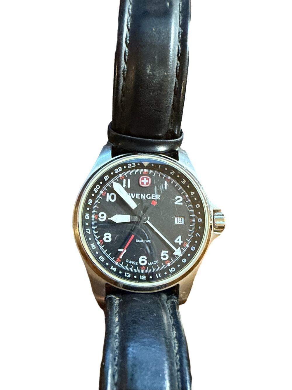 Wenger Swiss Army Dual Time GMT Men's Watch 12/24 Hour Date Dial